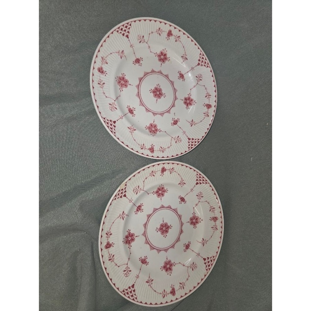 Franciscan Erica English Ironstone Red Floral Bread and Butter Plates Set of 2